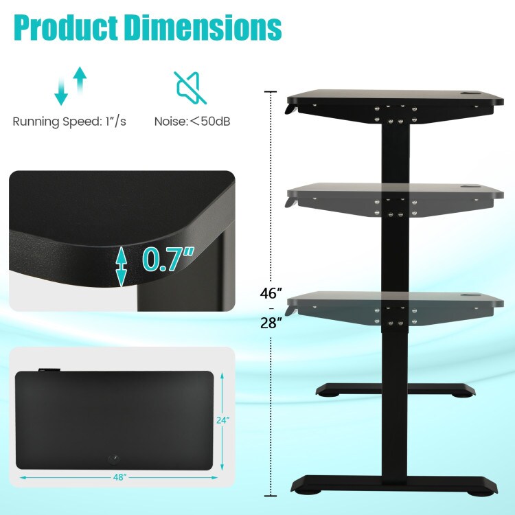 Electric Computer Standing Desk with Height Adjustable and Cable Management Hole