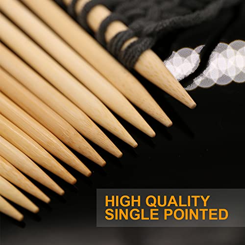 36pcs Carbonized Bamboo Knitting Needle Set 25cm Length Single