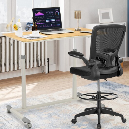 Height Adjustable Computer Standing Desk with 4 Universal Casters and I Shaped Base