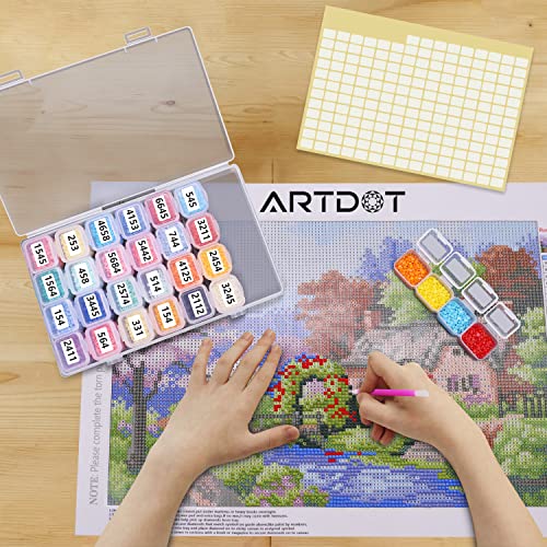 ARTDOT 28 Girds 2 Pack Diamond Painting Storage Containers Portable Bead  Storage Container for Diamond Painting Accessories