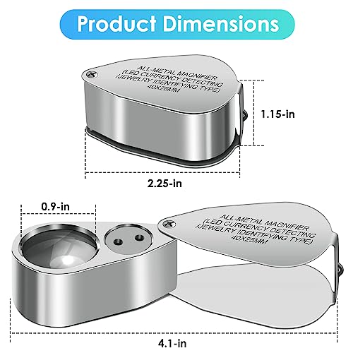 40X Rechargeable Jewelers Loupe With LED/UV Light - Folding Magnifier For Gemstones & Coins