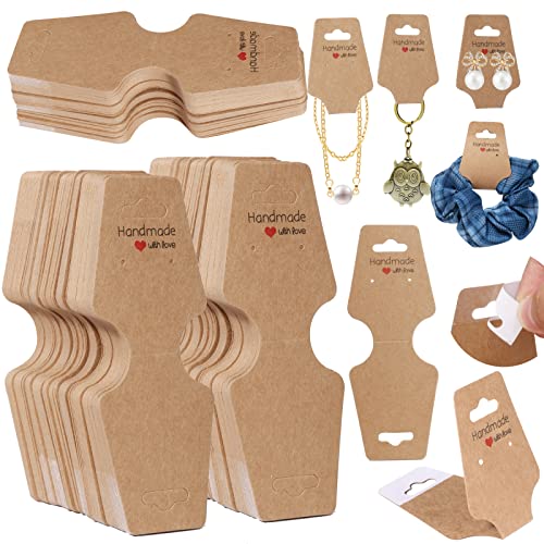 Femtindo 200PCS Bracelet Display Cards Sturdy Necklace Holder Cards Self Adhesive Jewelry Packaging Selling Card for Small Business of Keychain