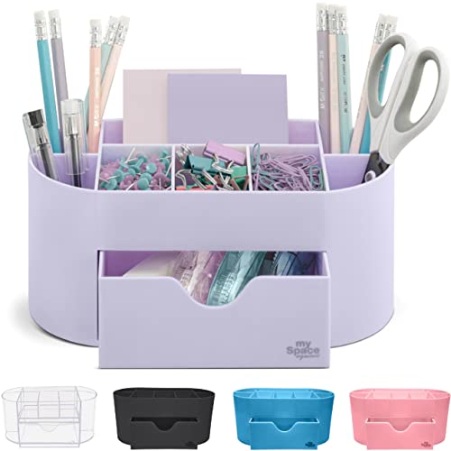 Acrylic Desk Organizer for Office Supplies and Desk Accessories Pen Holder  Office Organization Desktop Organizer for Room College Dorm Home School,  Light Purple (White Lavender)