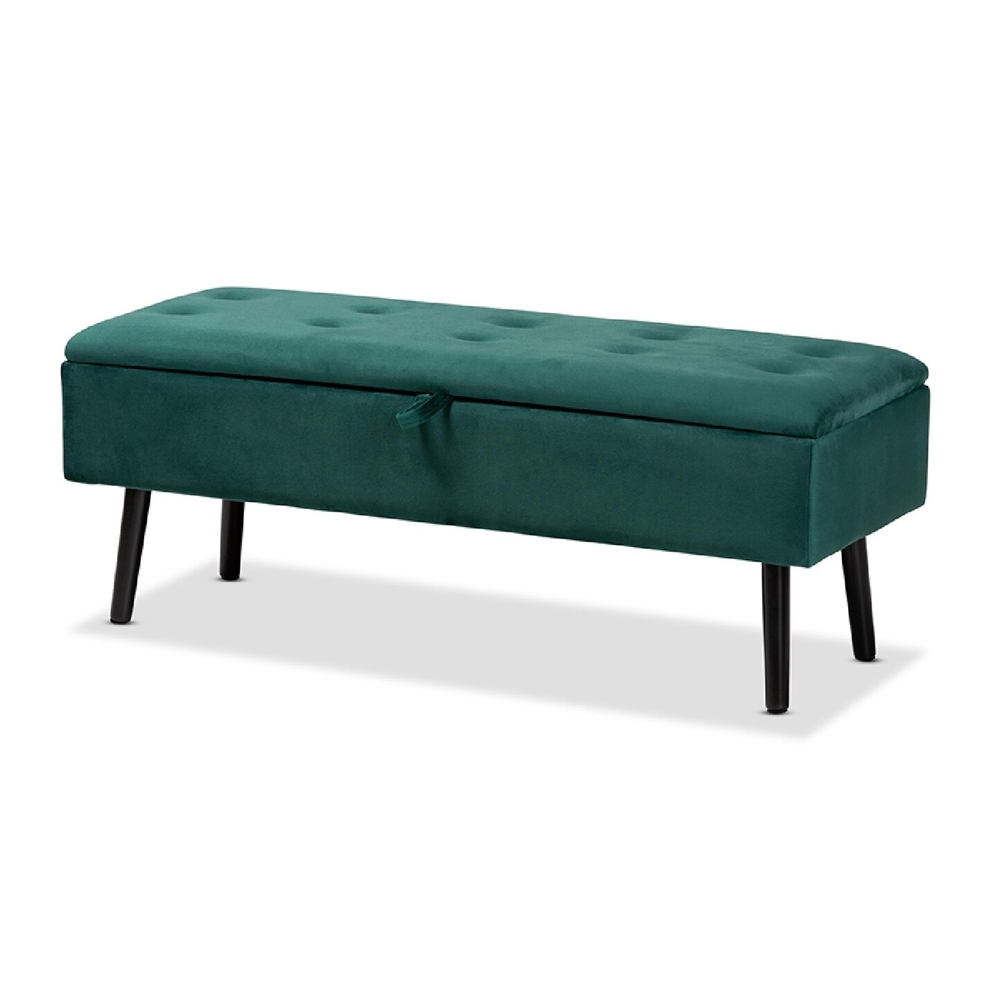 Wholesale Interiors Baxton Studio Caine Modern and Contemporary Green Velvet Fabric Upholstered and Dark Brown Finished Wood Storage Bench