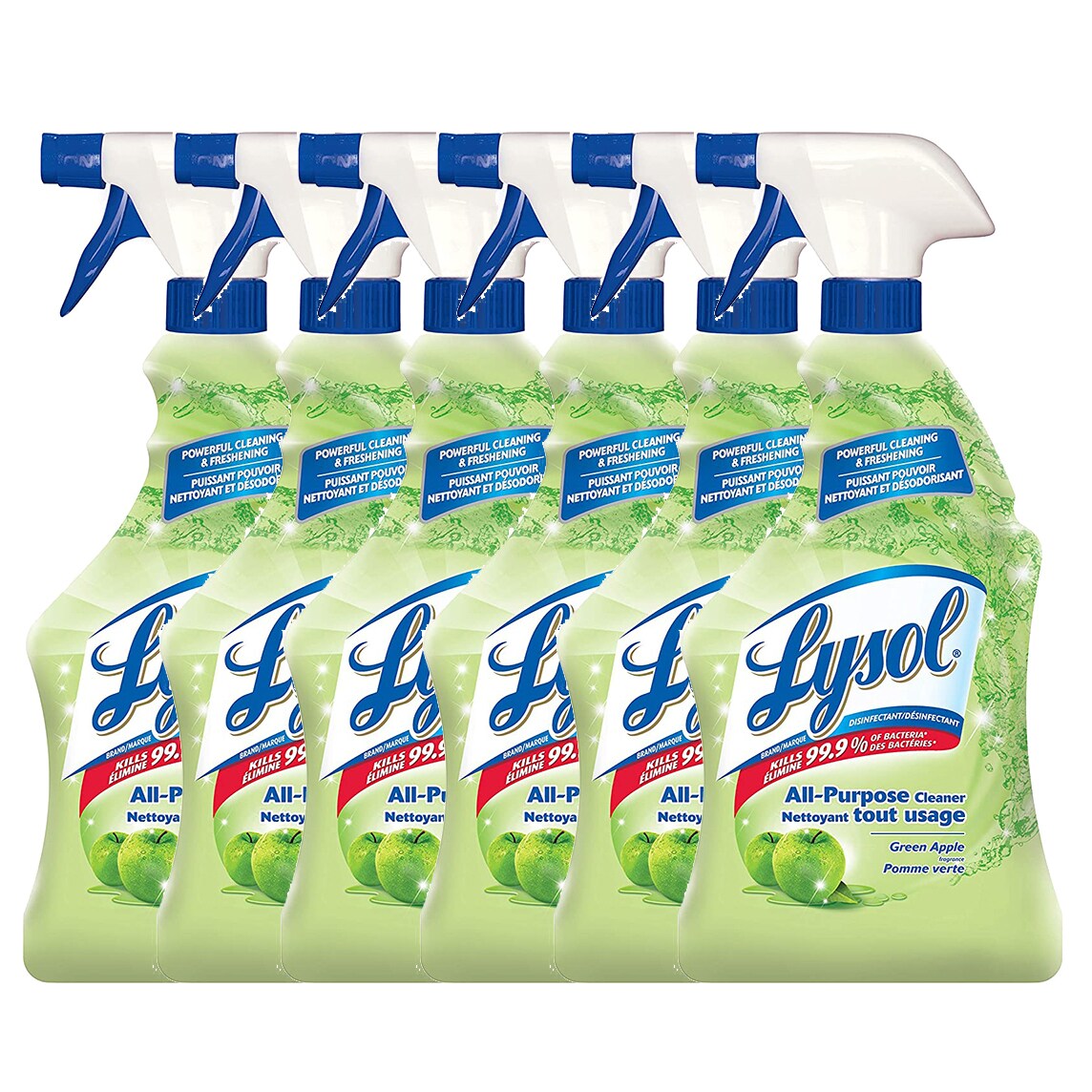 Lysol All Purpose Cleaner, Trigger, Green Apple, 650ml, Powerful Cleaning and Freshening (6 pack)
