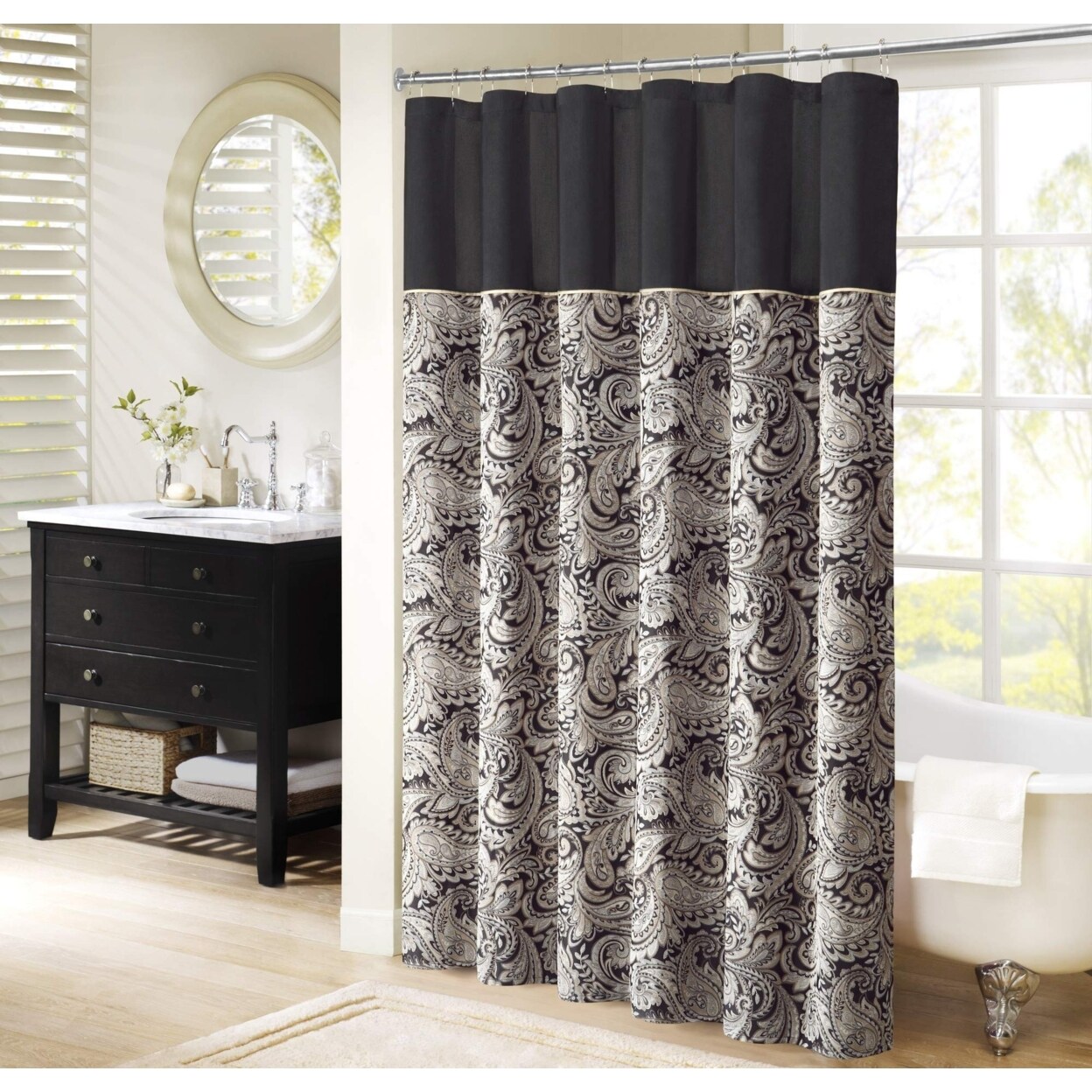 Madison Park MP70-845 Aubrey Shower Curtain 72x72" black,72x72"