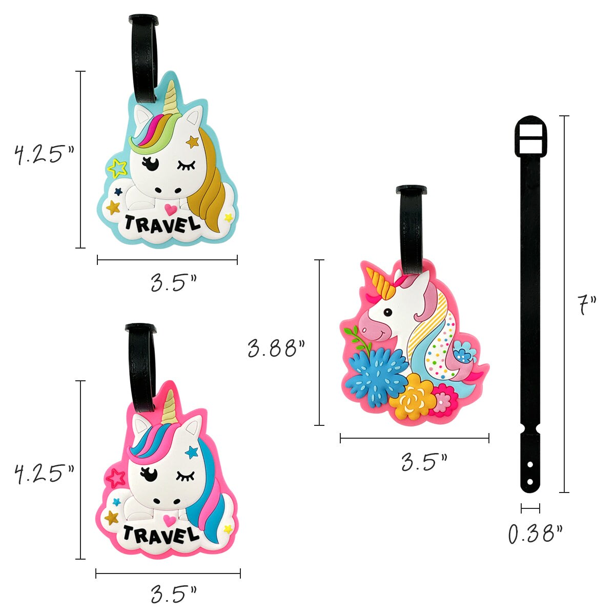 Wrapables Silicone Animal Luggage Tag with ID Card (Set of 3)
