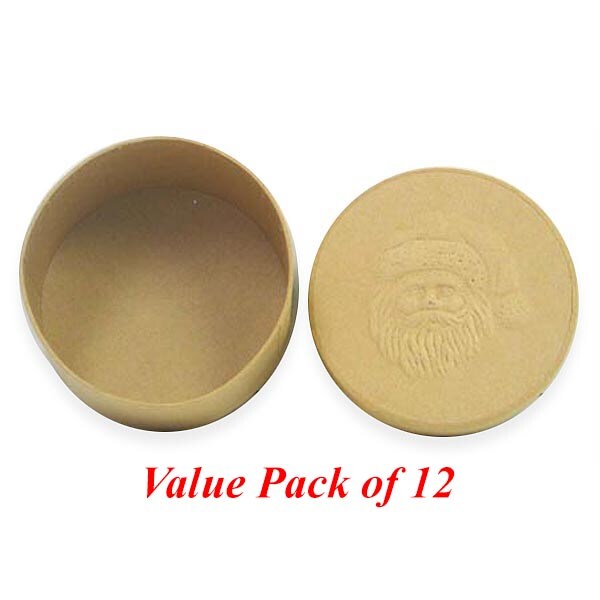 Value Pack of 12 Round Box with Santa Embossed Lid
