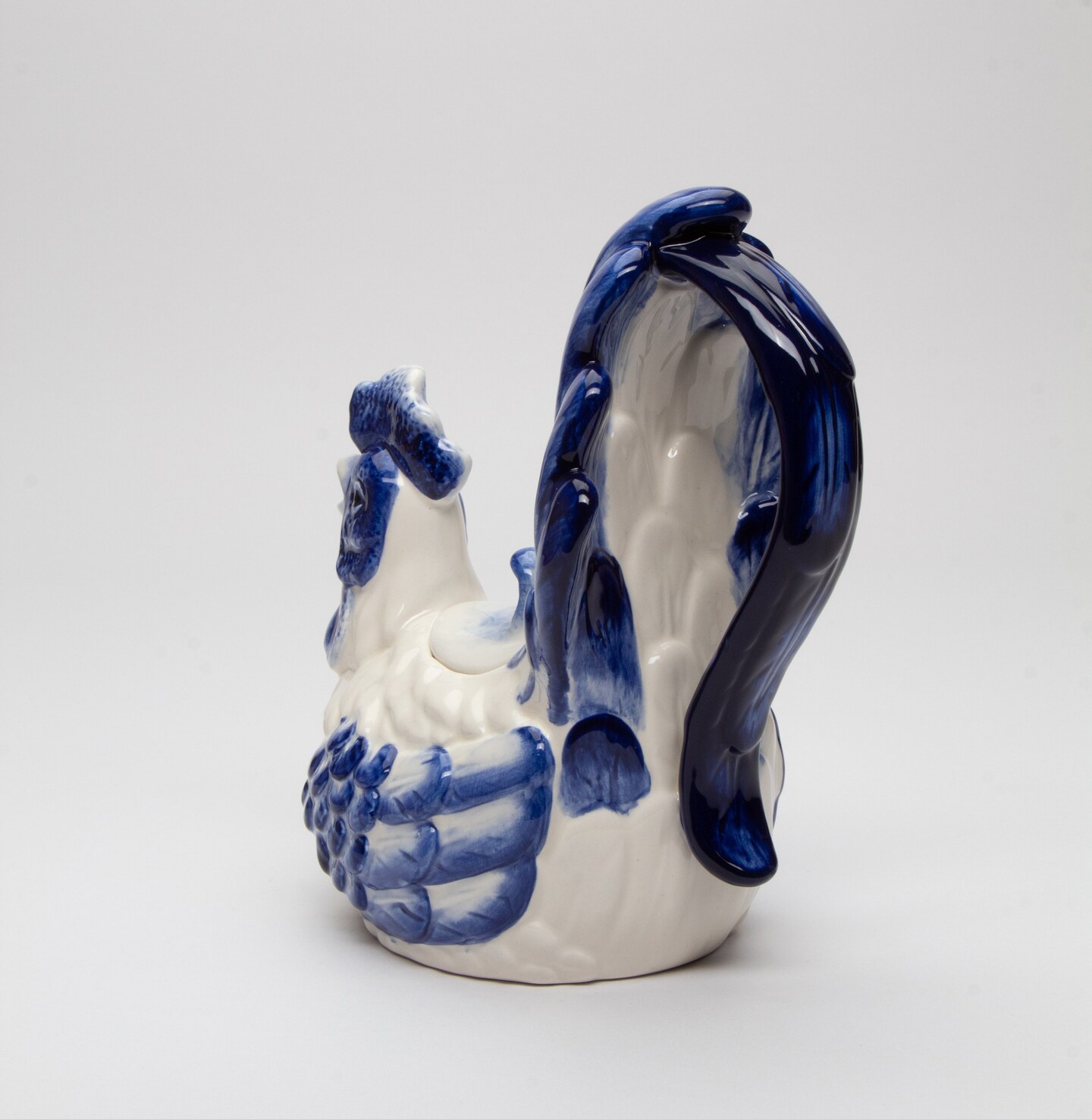 Ceramic Blue and White Rooster Teapot, Gift for Her, Gift for Mom, Tea Party D&#xE9;cor, Caf&#xE9; D&#xE9;cor, Fall Thanksgiving D&#xE9;cor, Farmhouse D&#xE9;cor