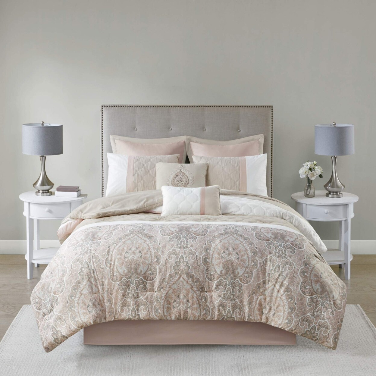 510 DESIGN   Shawnee 8 Comforter Piecing Toss Pillow - Queen - Blush