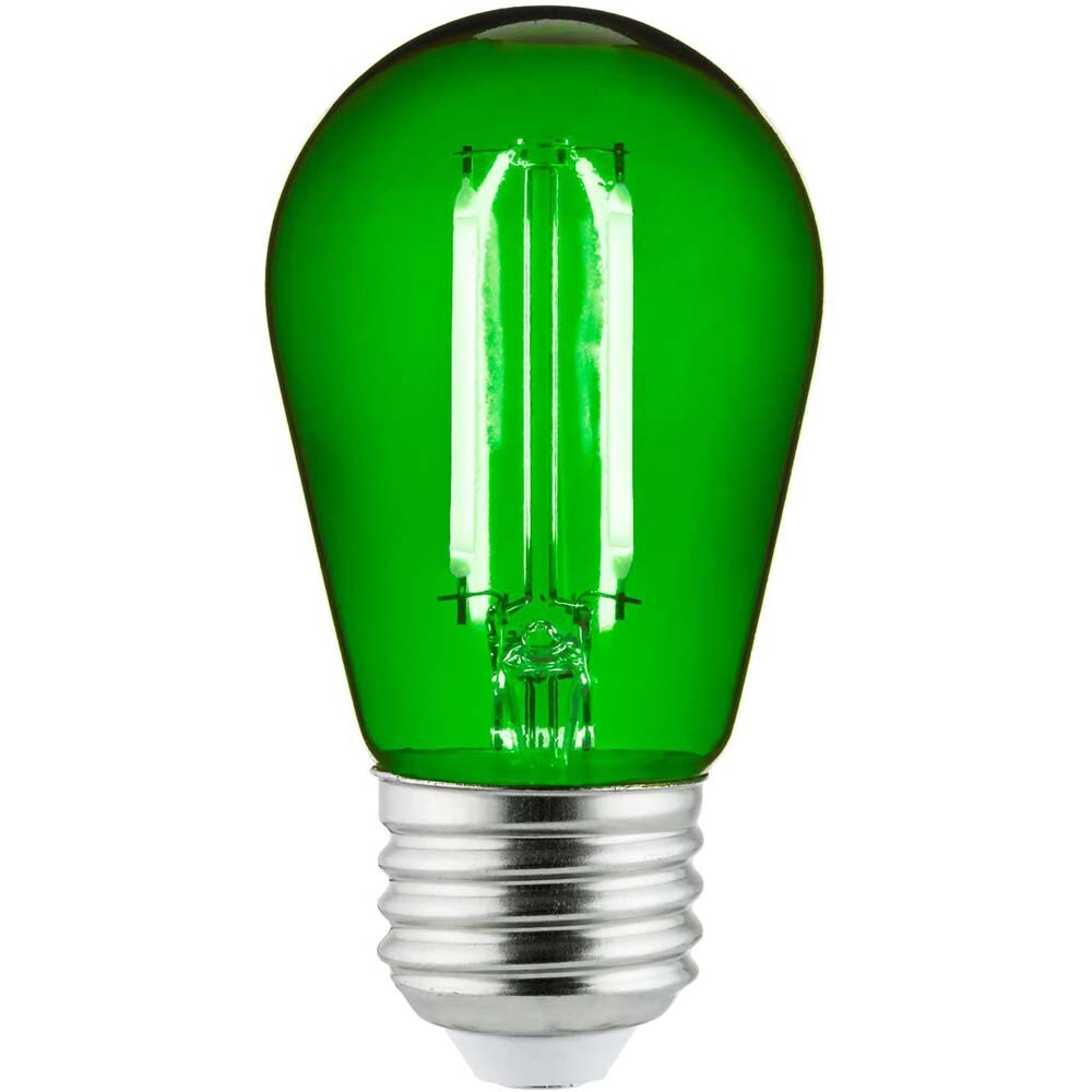 6Pk - 2 watts Green LED Filament S14 Sign Clear Dimmable Light Bulb