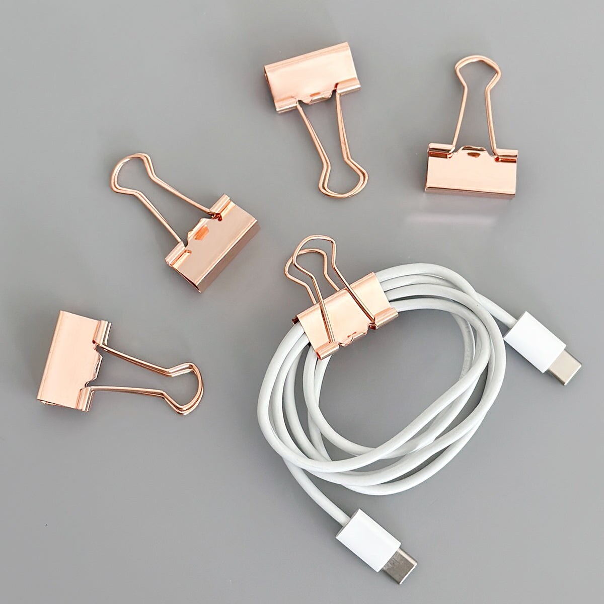 Wrapables Rose Gold Binder Clips for Office, Paper Clamps, Paper Clips