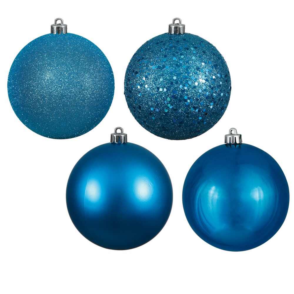 Vickerman 1.6 in. Turquoise Ball 4-Finish Asst Christmas Ornament