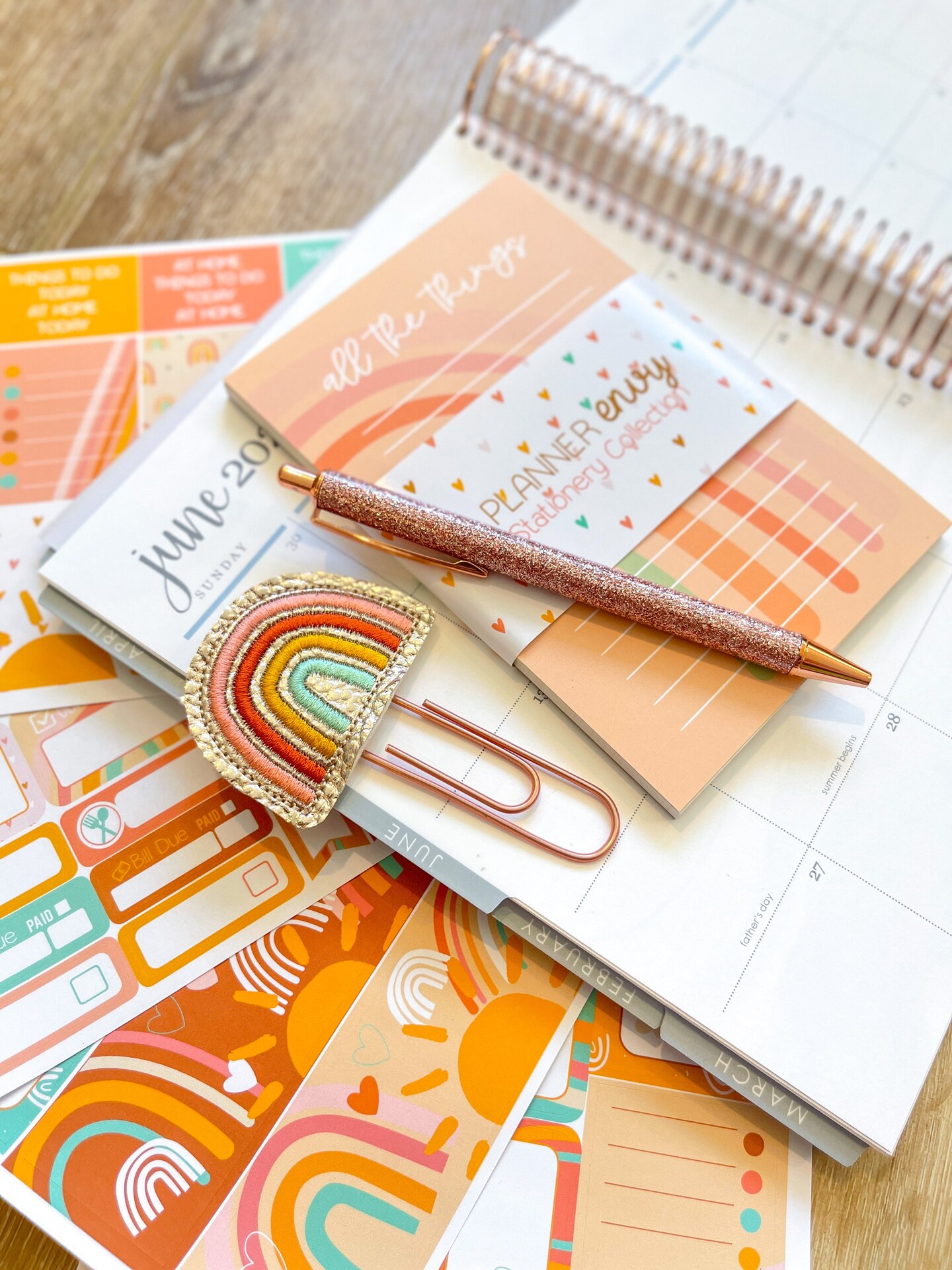 Boho Rainbow Peach Notepad - 4x6 Inches (*Notepad Only*) (NPE005)