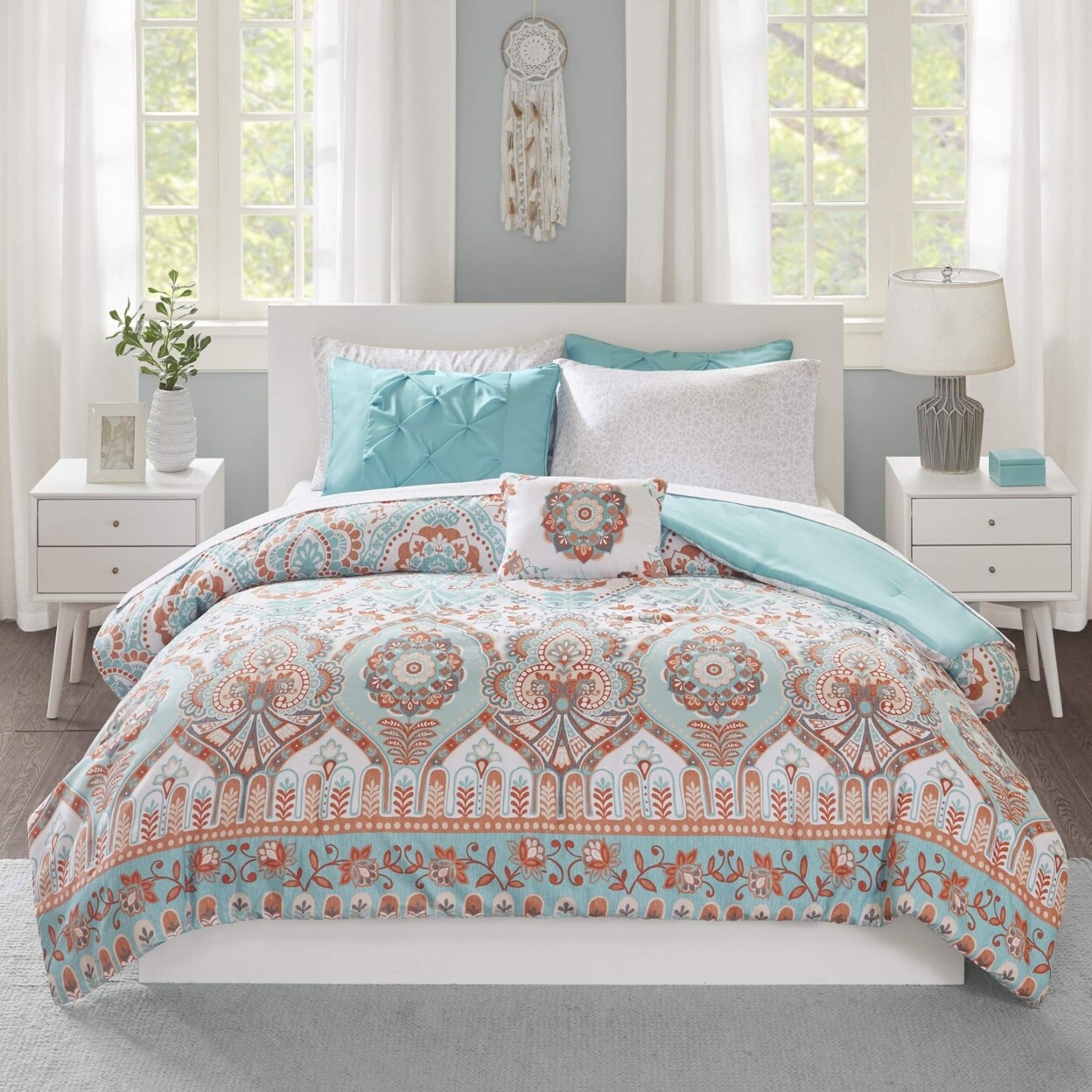Intelligent Design   Vinnie Comforter and Sheet Set Aqua Queen