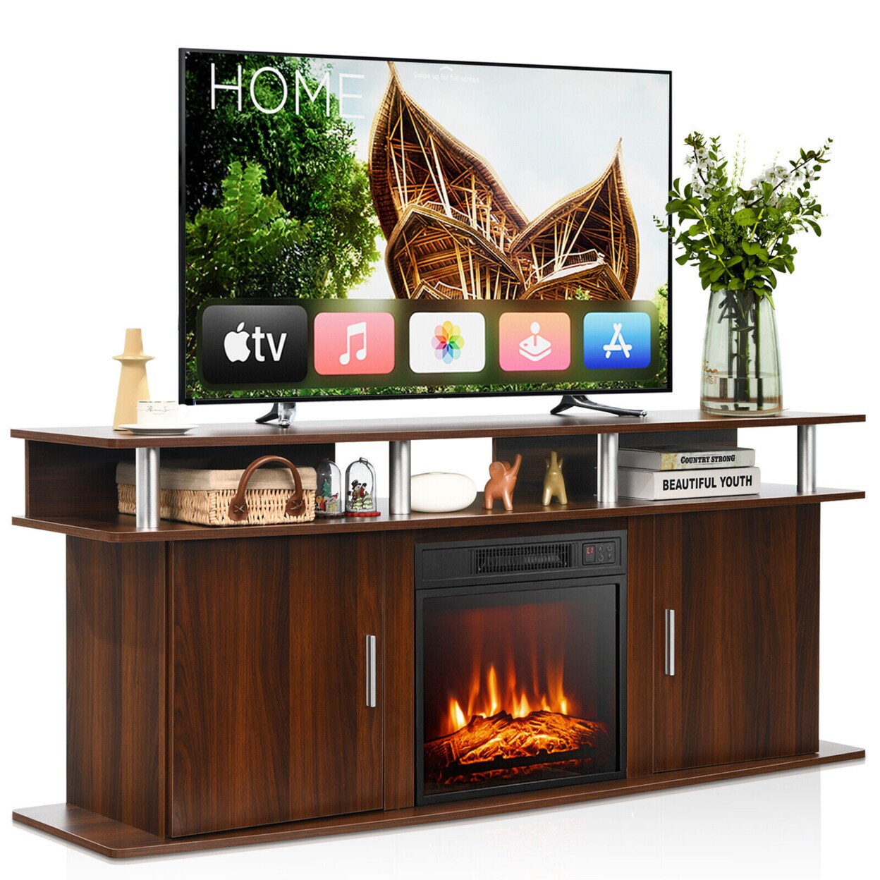 63 Fireplace Tv Stand W/18 1400W Electric Fireplace Up To 70