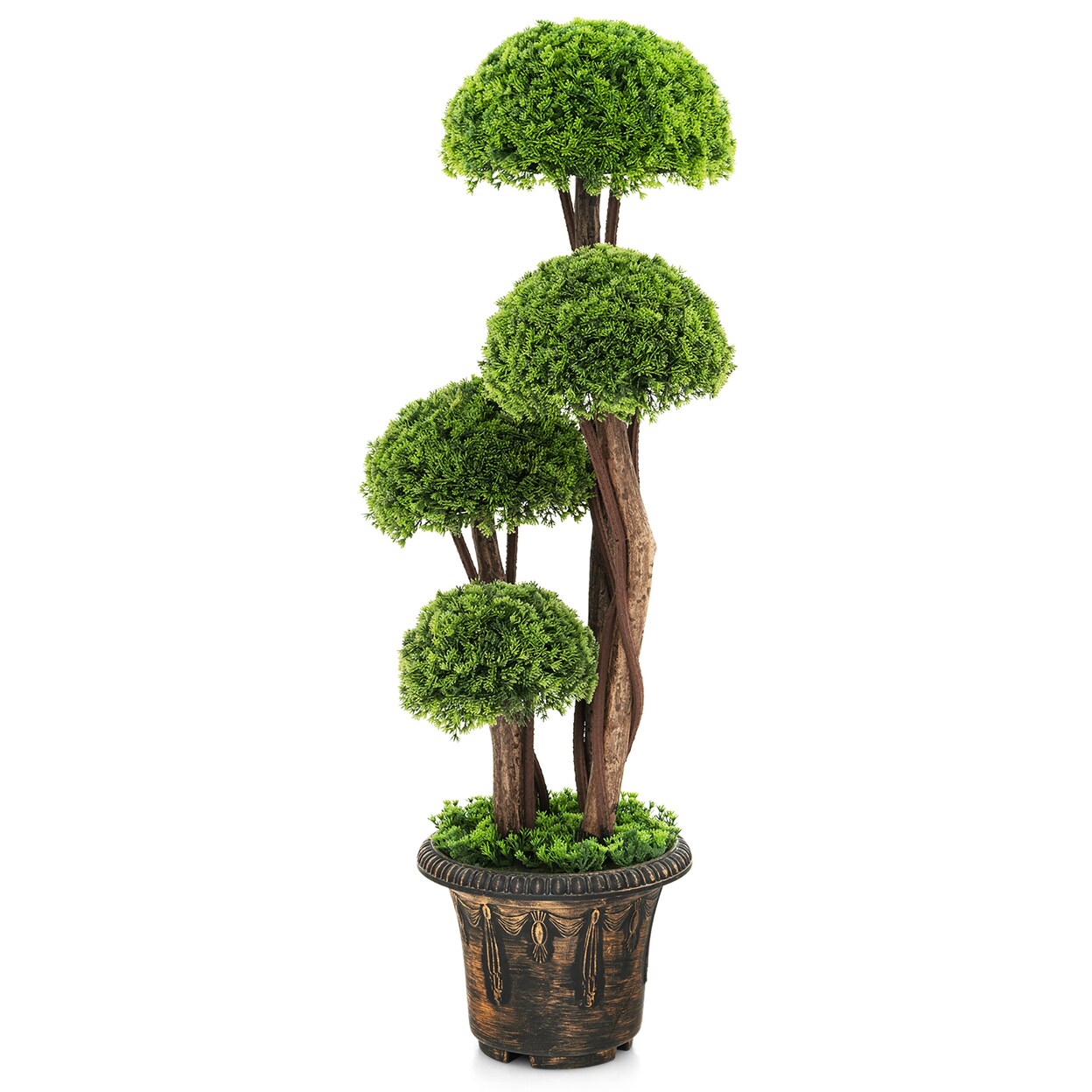 Gymax 3FT Artificial Tree Fake Cedar Tree Faux Cypress Topiary Tree for Indoor Outdoor