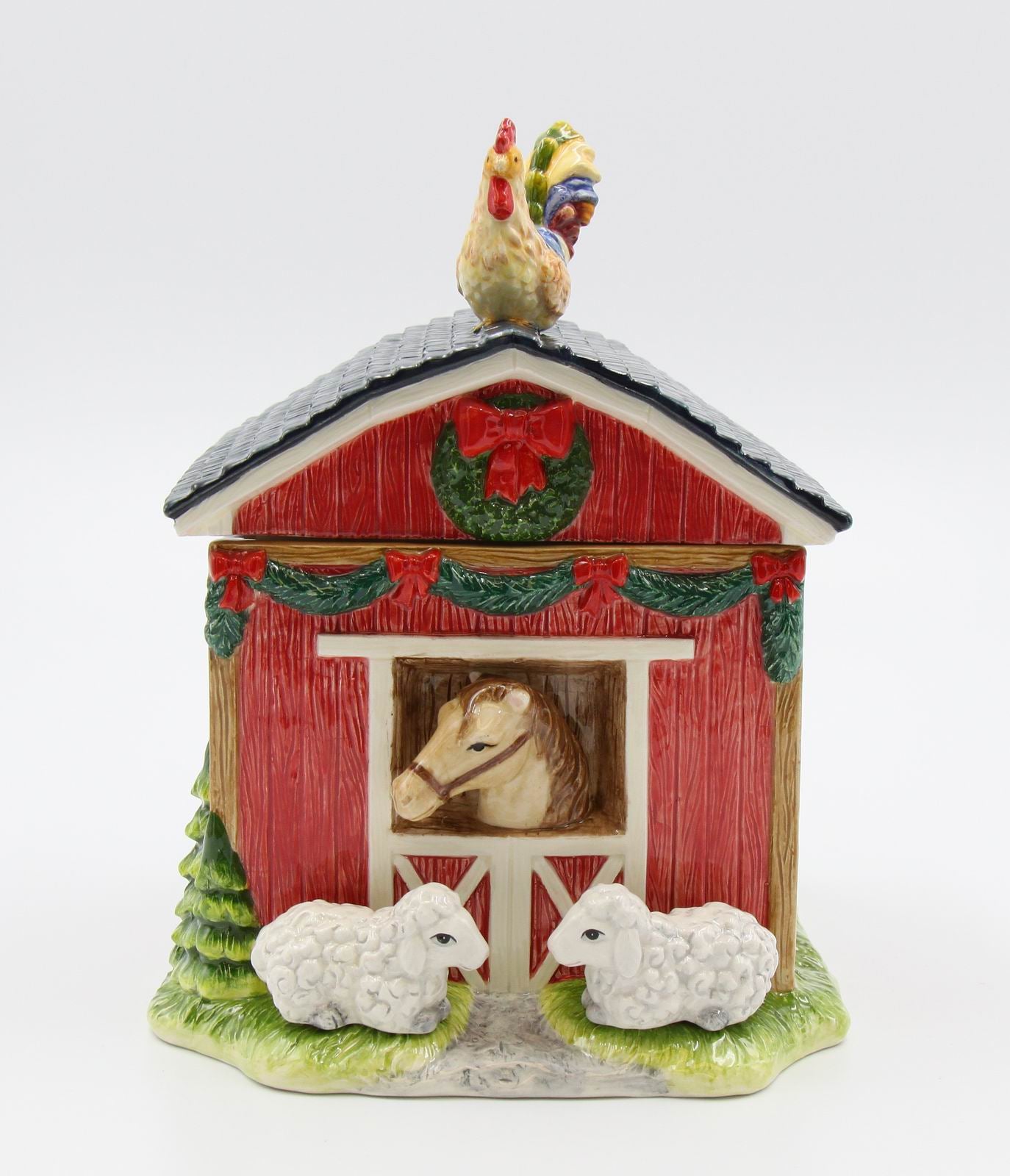 Ceramic Barn House Cookie Jar, Home D&#xE9;cor, Gift for Her, Gift for Mom, Kitchen D&#xE9;cor, Farmhouse D&#xE9;cor