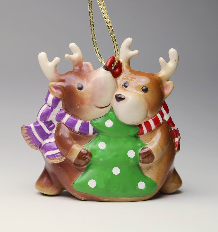 Ceramic Christmas Reindeers Ornament, Home D&#xE9;cor, Gift for Her, Gift for Mom, Kitchen D&#xE9;cor, Christmas D&#xE9;cor