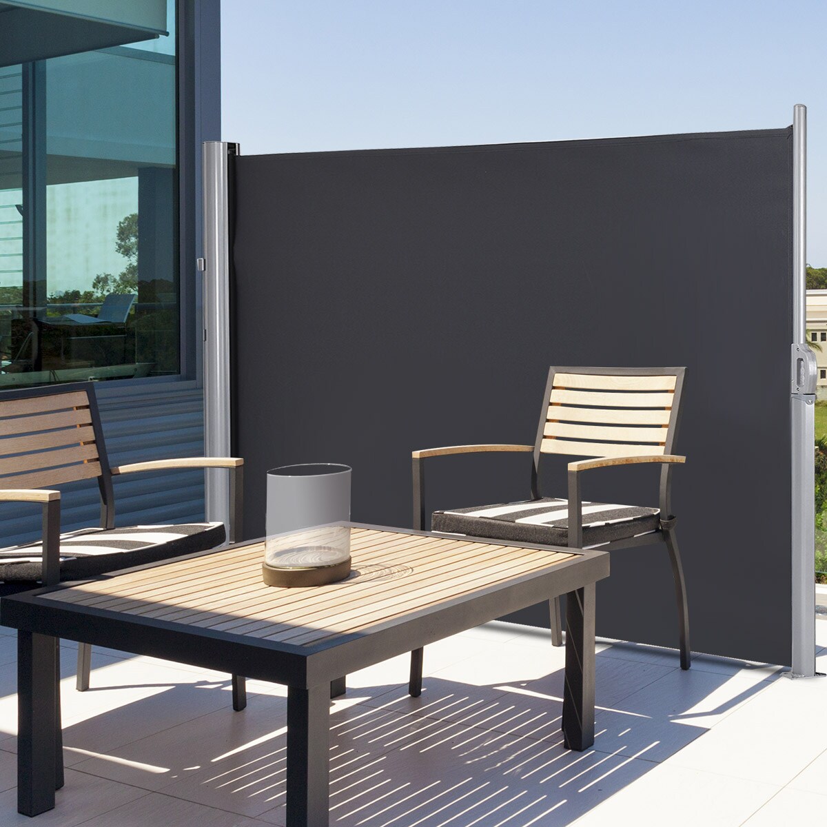 Latitude Run® Retractable Side Awning Folding Privacy Screen Outdoor