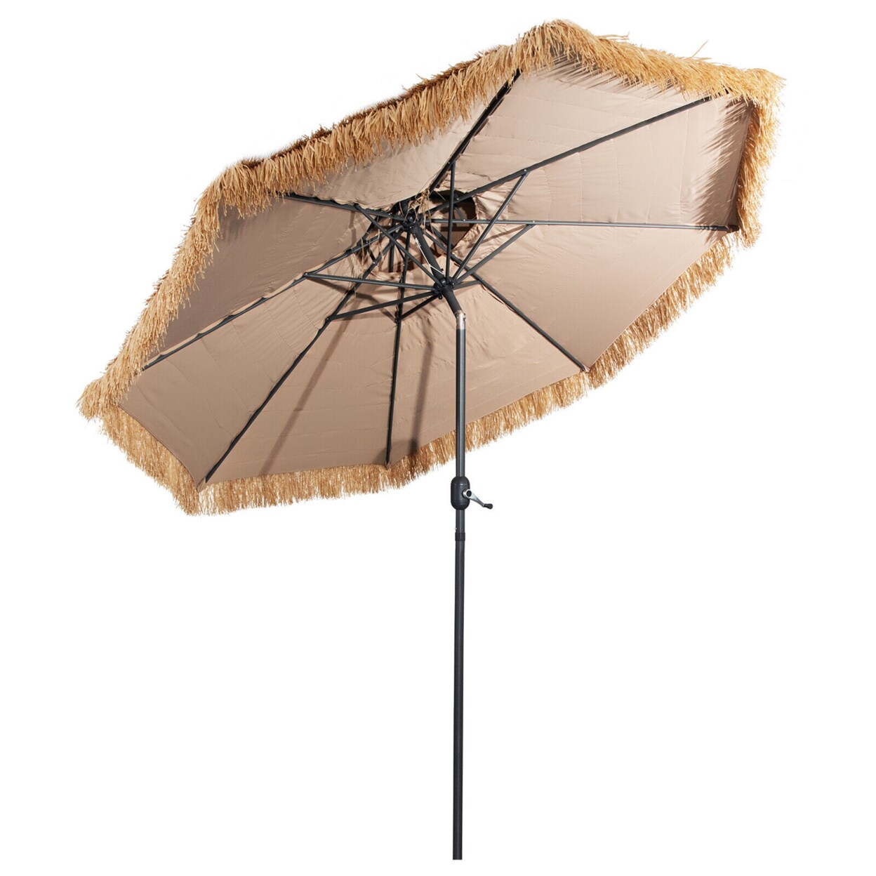 10 Ft Thatched Tiki Patio Umbrella Beach 2 Tier Hawaiian Pool Sun Shade