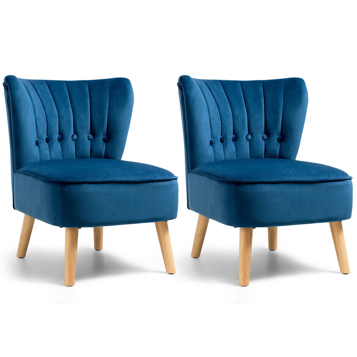 Gymax 2PCS Accent Chair Armless Leisure Chair Single Sofa w/ Wood Legs Blue