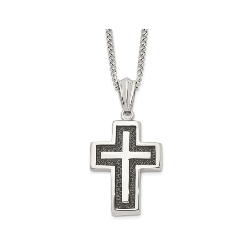 Classic Cross Pendant Stainless Steel Necklace Chains