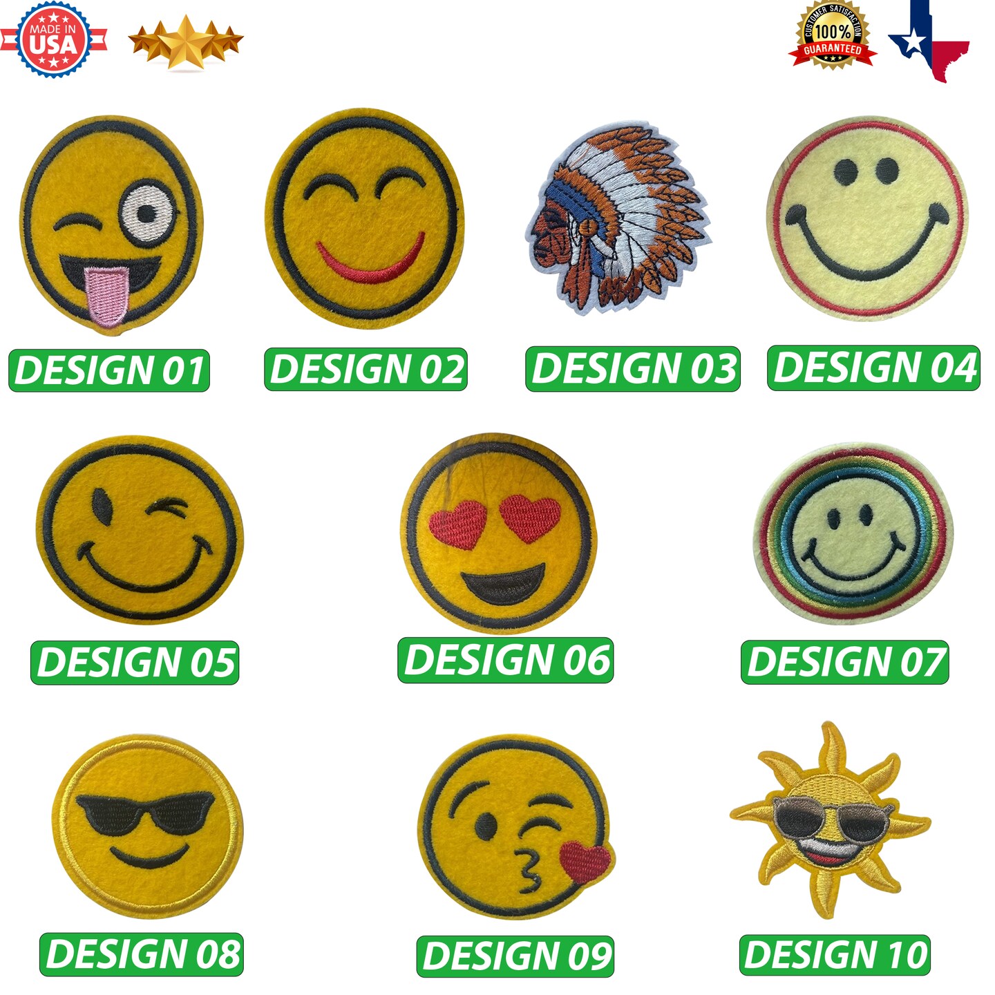 Enhance Your Style with Emoji Patches for Clothes|Customs, Patchwork or gift and personalize patch for clothes | Fun and Expressive Embroidered Designs | RADYAN&#xAE;