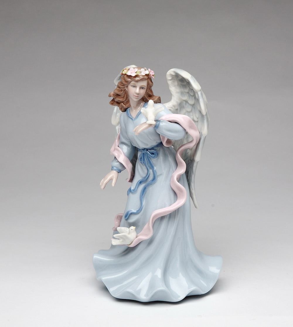 Ceramic Angel Holding Peace Dove Music Box, Home D&#xE9;cor, Religious D&#xE9;cor, Religious Gift, Church D&#xE9;cor, Baptism Gift
