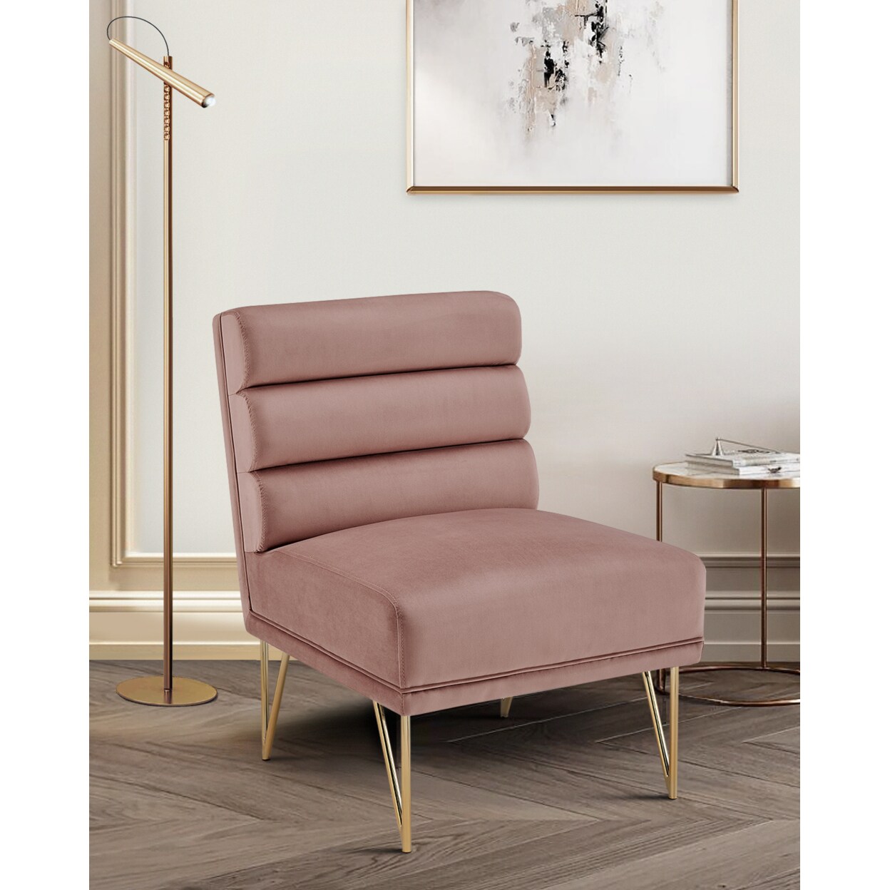 Blush pink reading online chair