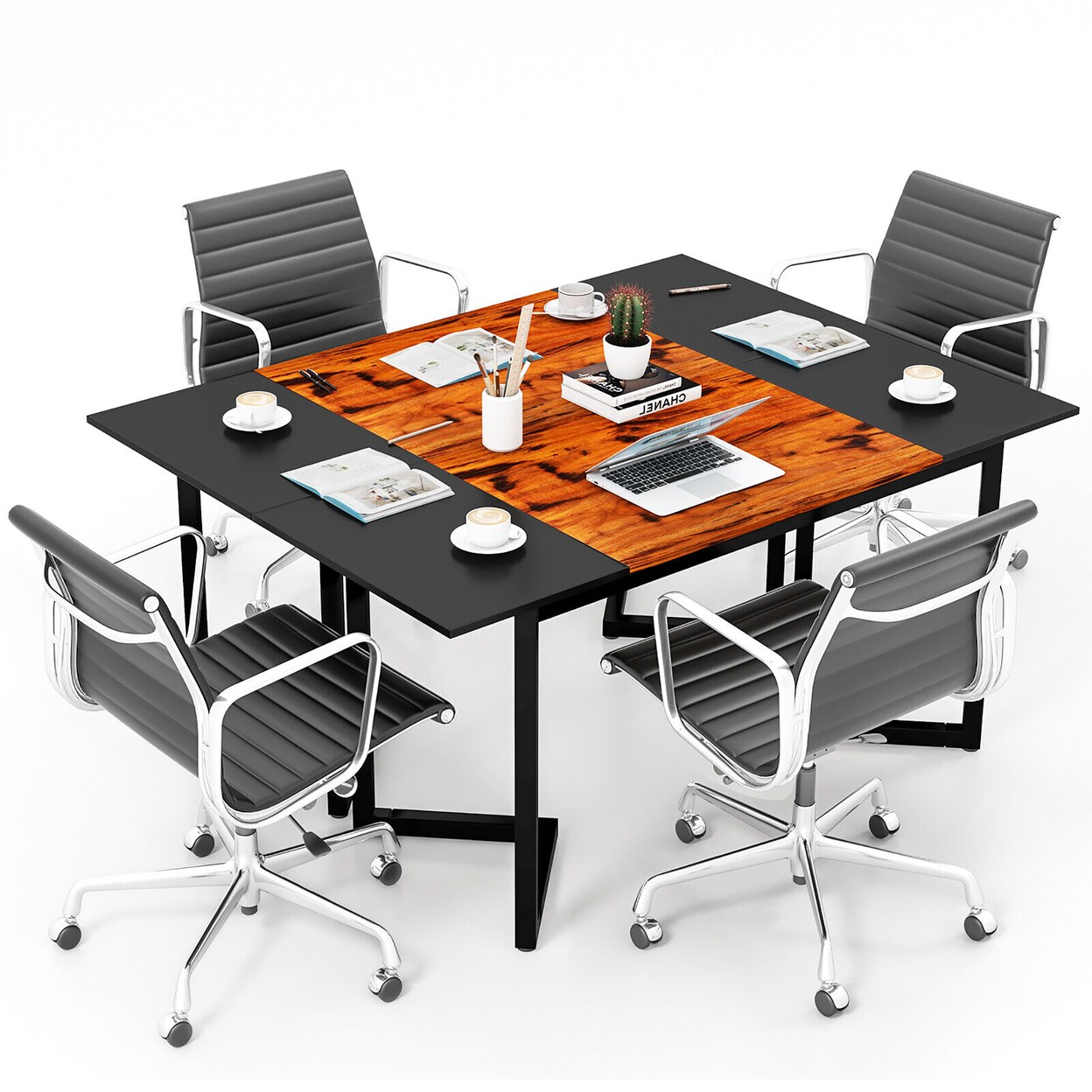 Gymax Set of 2 63Large Conference Table Meeting Room Desk Computer Workstation Hook