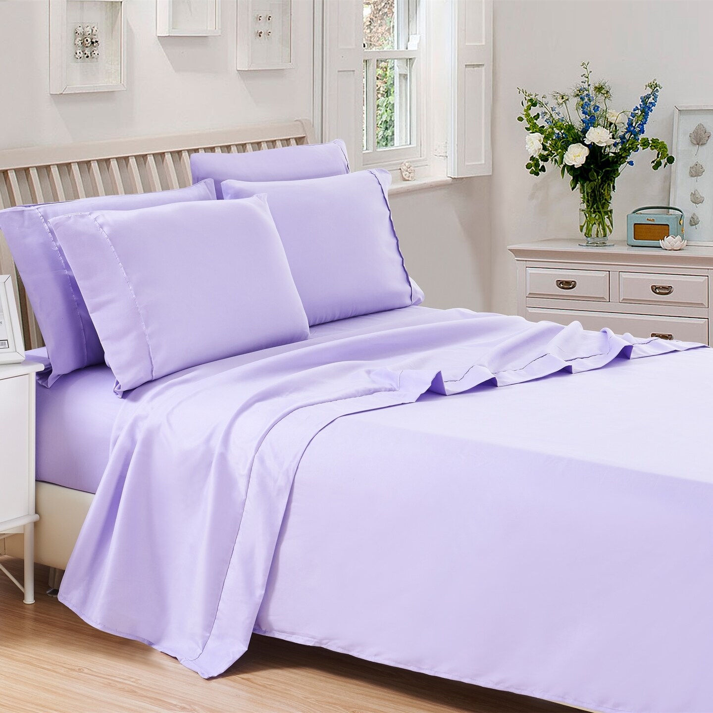 Lux Decor Collection 6-Piece Bed Sheet Set Premium Brushed Microfiber Anti-Wrinkle Deep Pockets Bedding Sheets