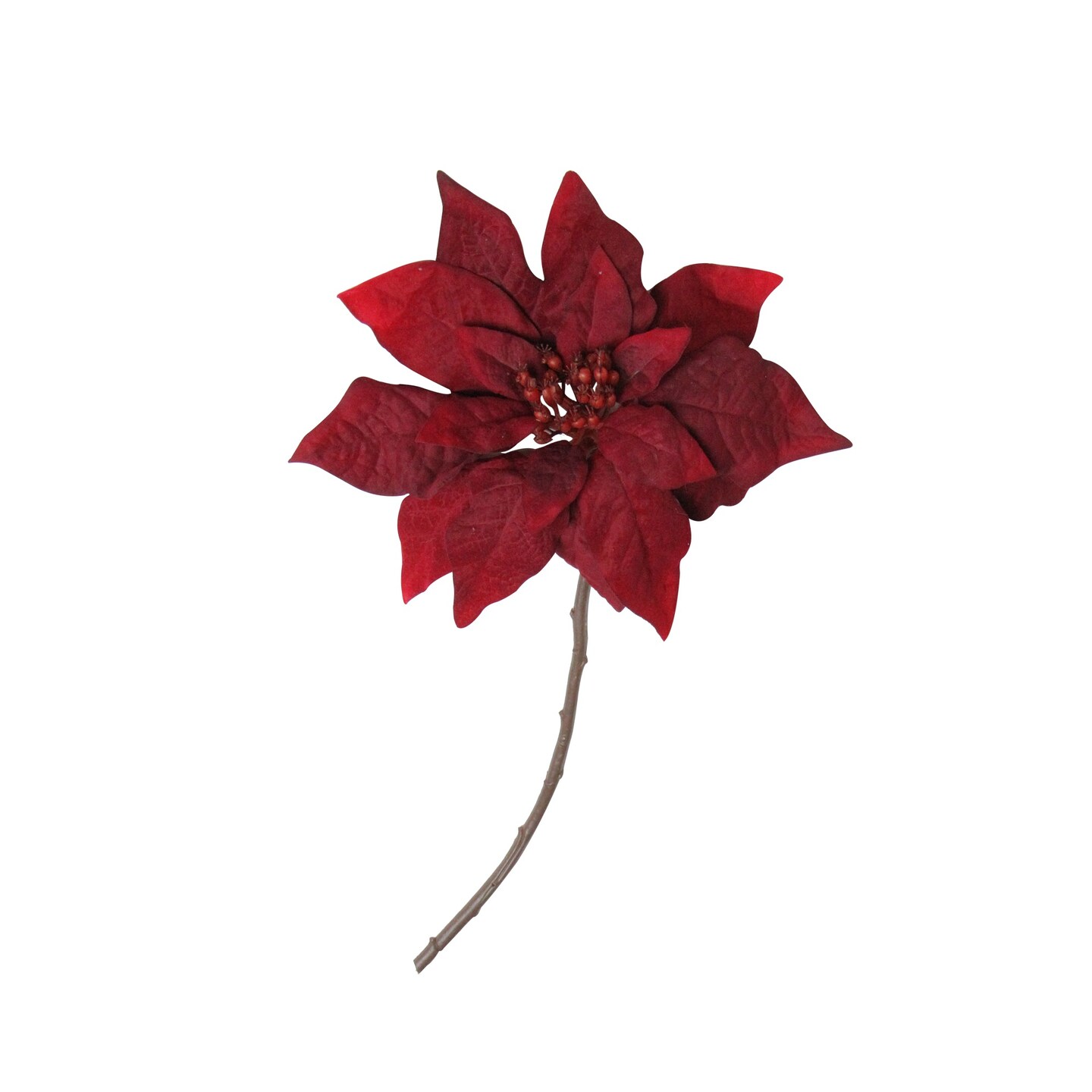 Northlight Velvet Poinsettia Artificial Christmas Stem Spray - 18&#x22; - Red