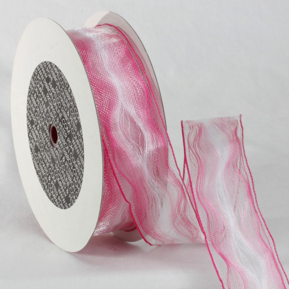 The Ribbon People Pink and White Contemporary Craft Ribbon 1.5