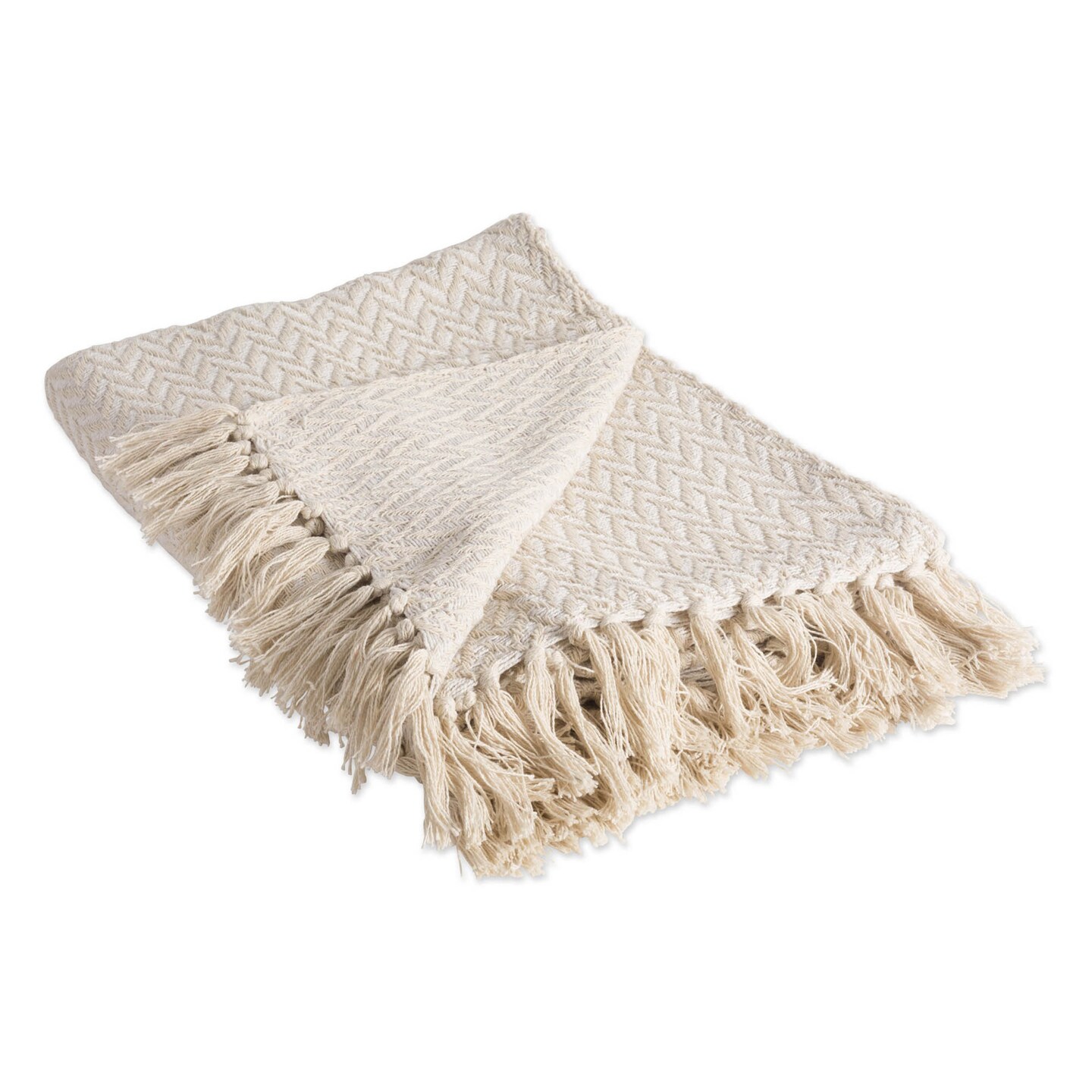 Contemporary Home Living Beige and White Rectangular with Zig-Zag Pattern Design Throw Blanket 50&#x22; x 60&#x22;