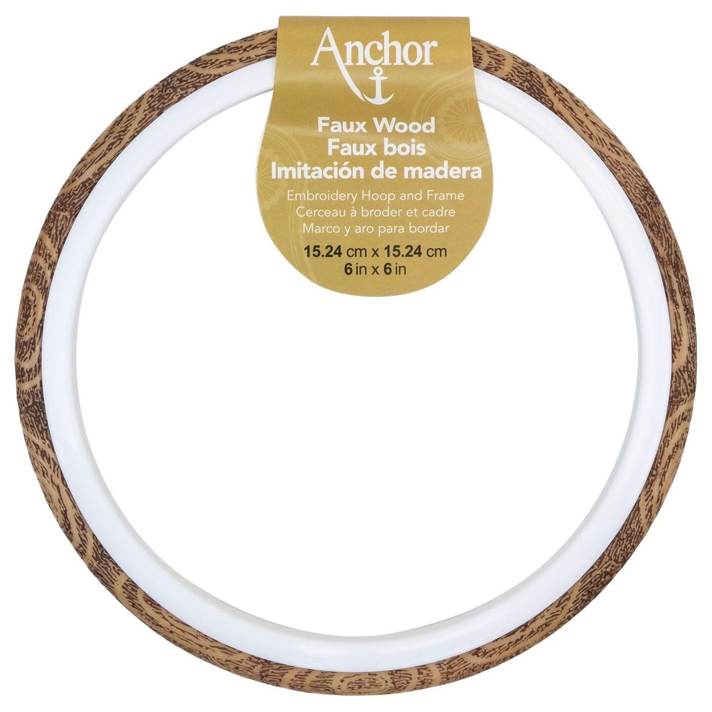 Anchor Faux Wood Round Embroidery Hoop 6&#x22;