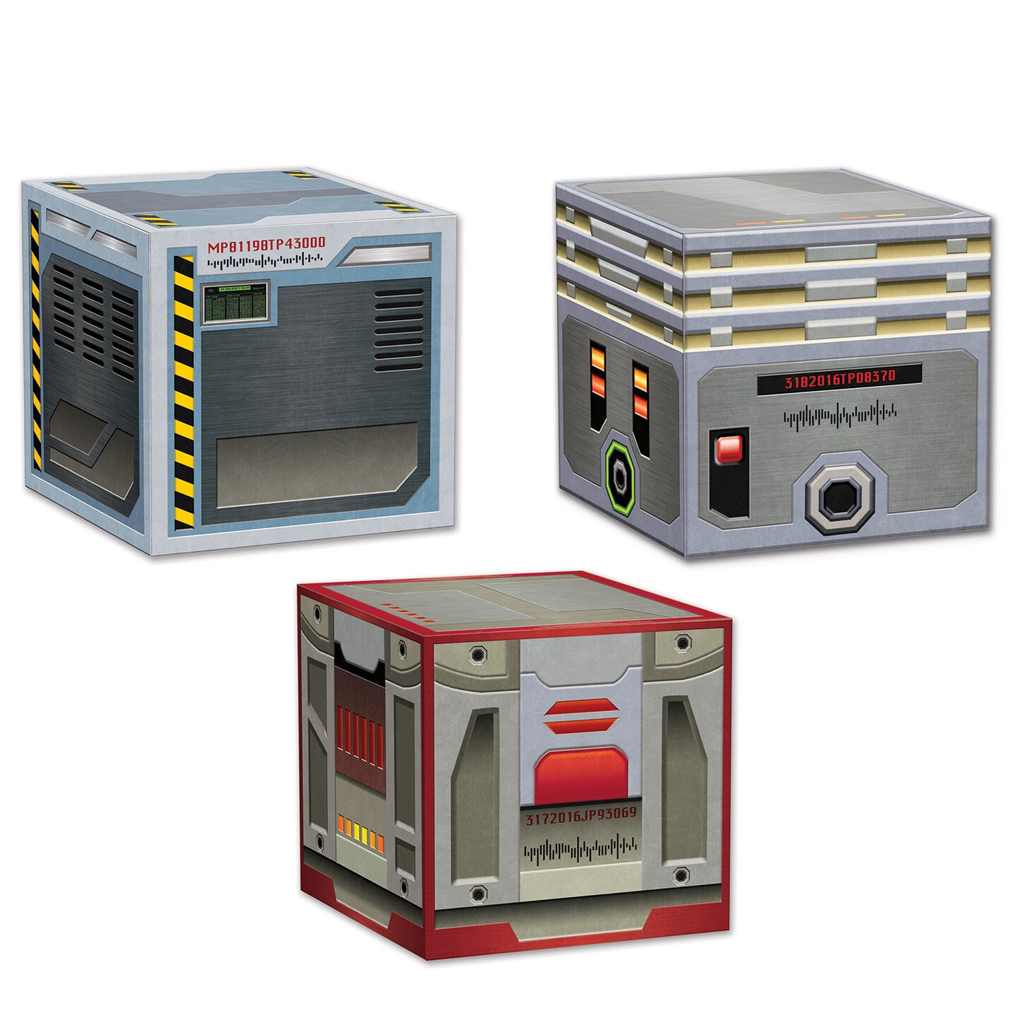 Party Central Club Pack of 36 Gray Smuggler's Crates Decorative Boxes 3.25"