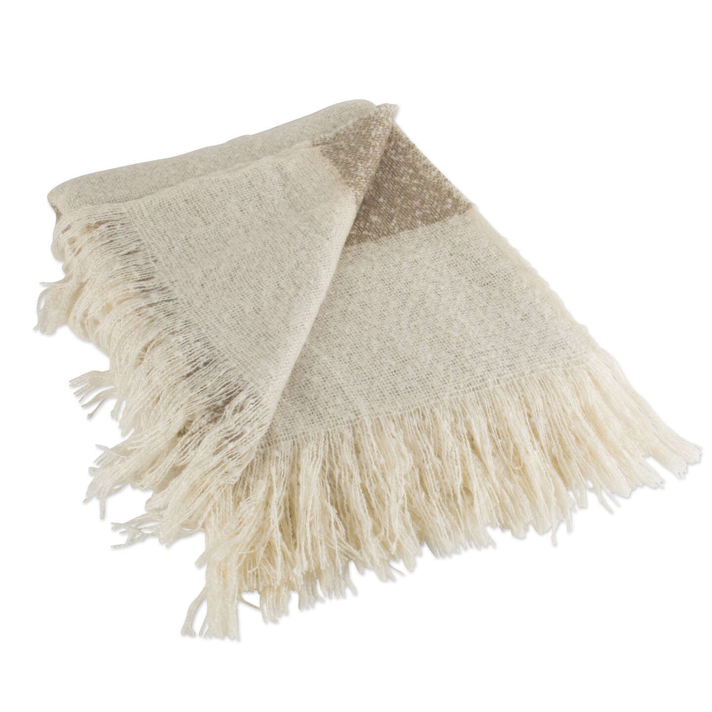 Contemporary Home Living Brown and Beige Vintage Fringed Throw Blanket 50&#x22; x 60&#x22;