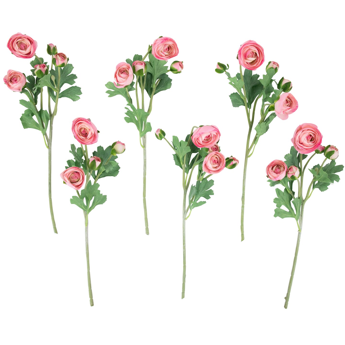 Northlight Real Touch&#x2122; Light Pink Ranunculus Artificial Floral Sprays, Set of 6 - 21&#x22;