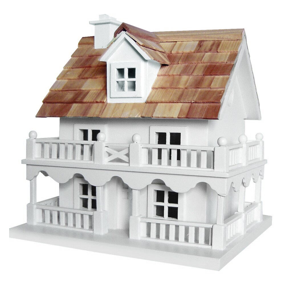 CC Home Furnishings 11" White and Brown 3-Story Cottage Outdoor Garden Birdhouse