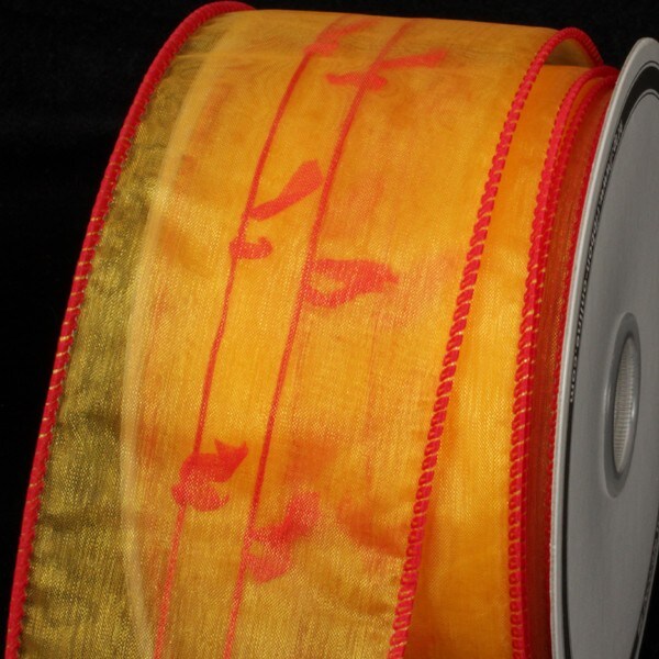 The Ribbon People Orange and Red Tubes with Bows Wired Craft Ribbon 2.5&#x22; x 40 Yards