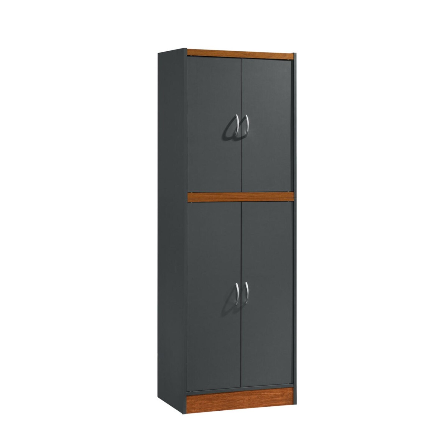 Contemporary Home Living 71.5&#x22; Gray and Beige Kitchen Pantry with Shelves