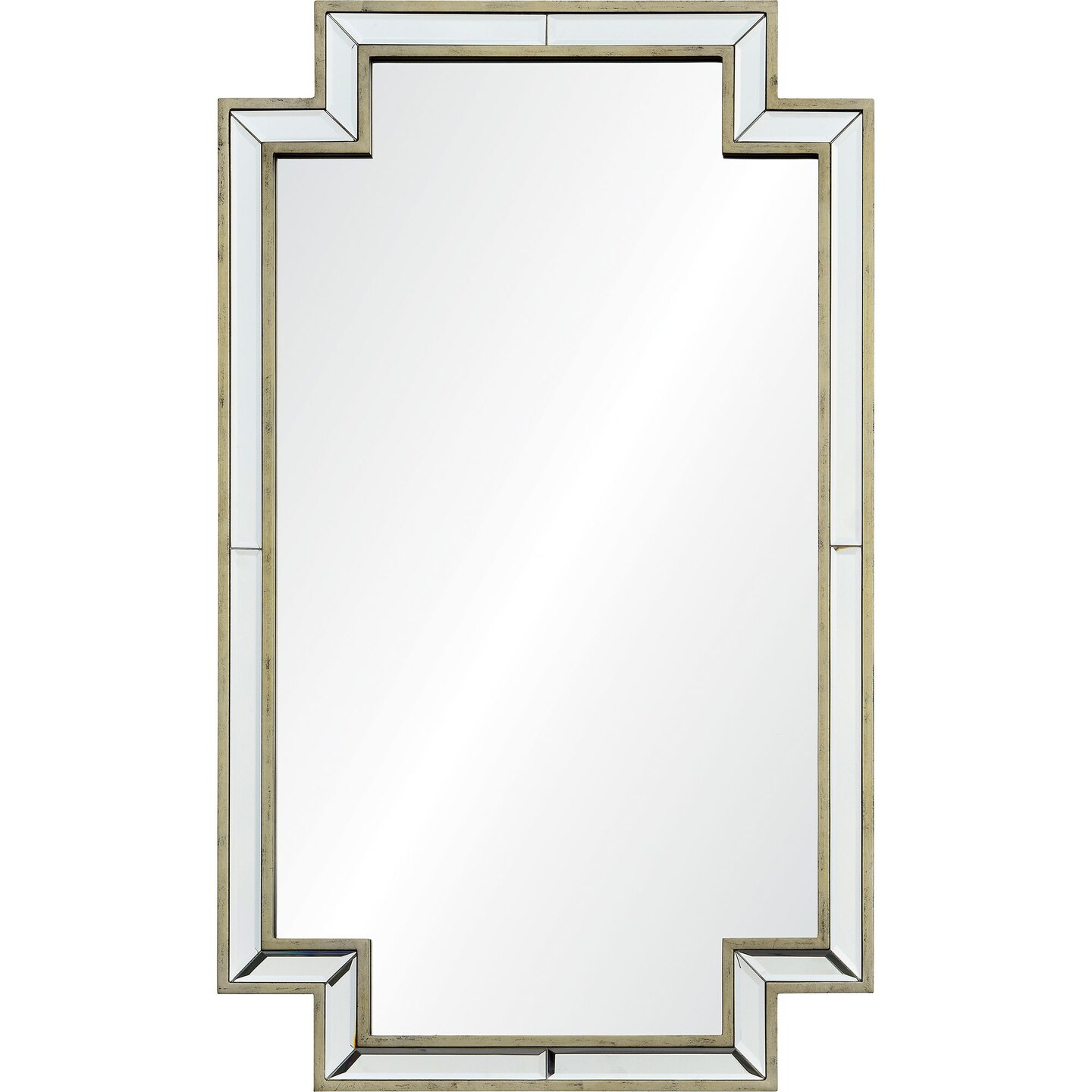 Signature Home Collection 40&#x22; Antique Silver Wooden Framed Beveled Rectangular Wall Mirror