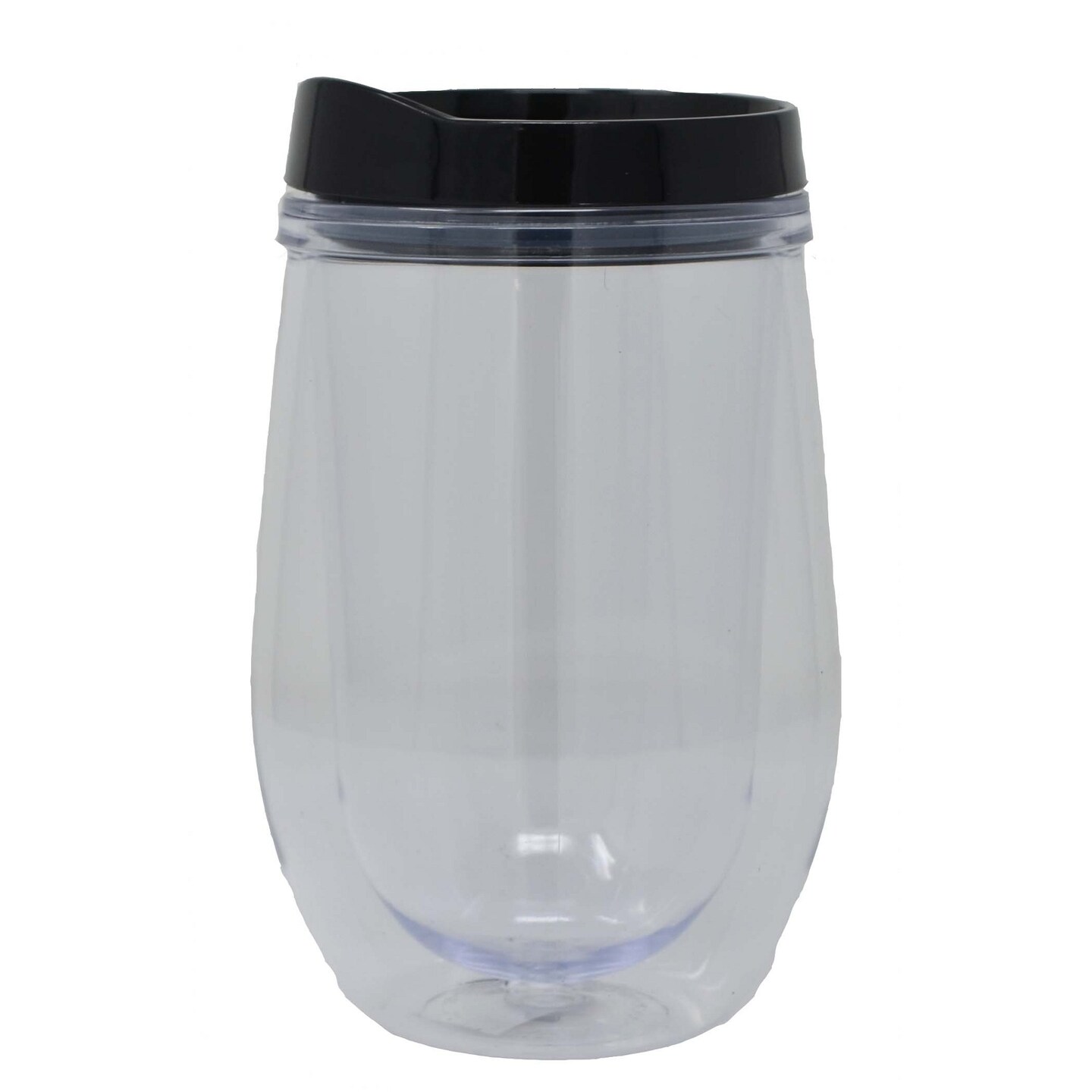 GC Home &#x26; Garden 6.13&#x22; Clear and Black Double-Wall Tumbler with Removable Lid 12 oz