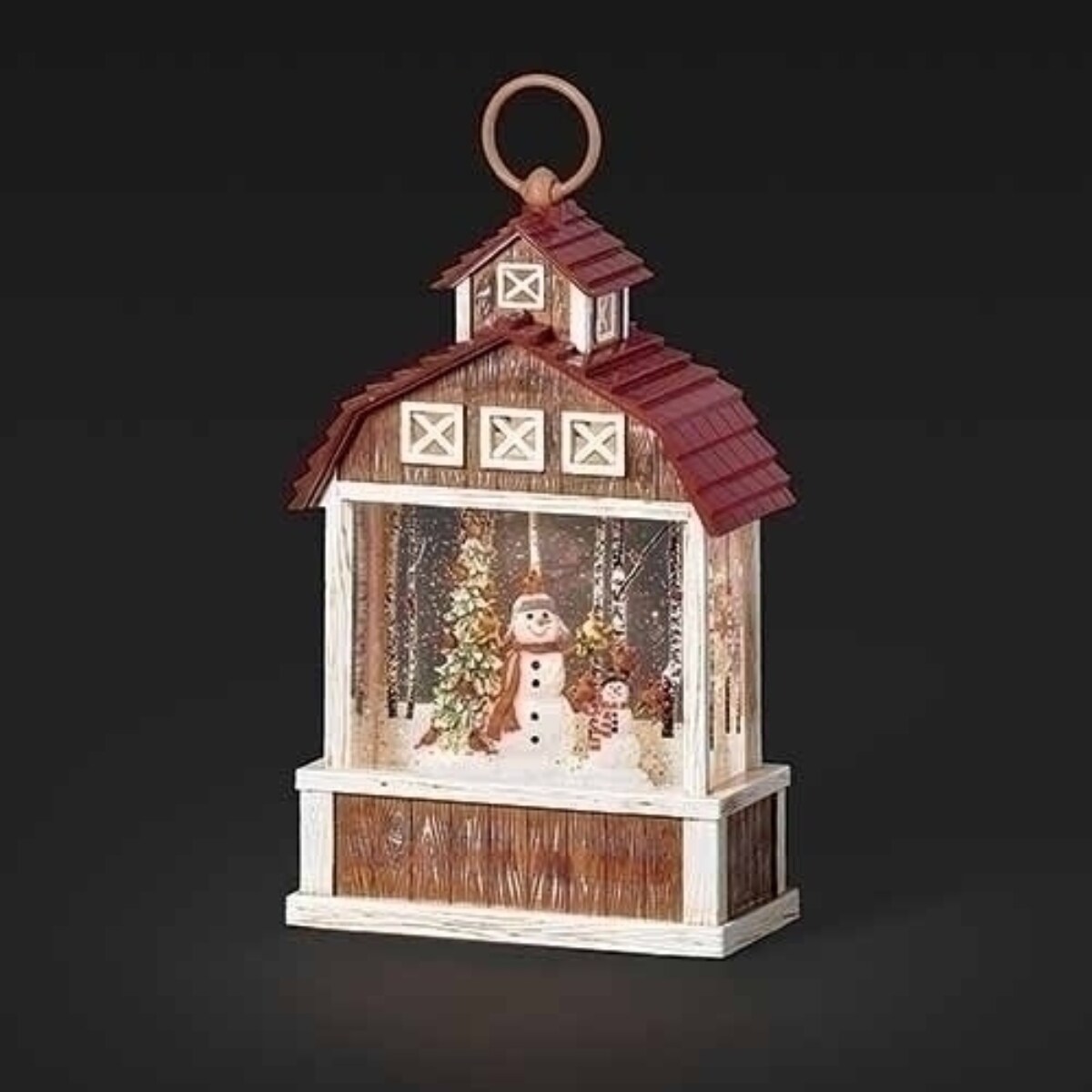 Roman 11&#x22; LED Lighted Snowman in Barn Christmas Snow Globe Lantern