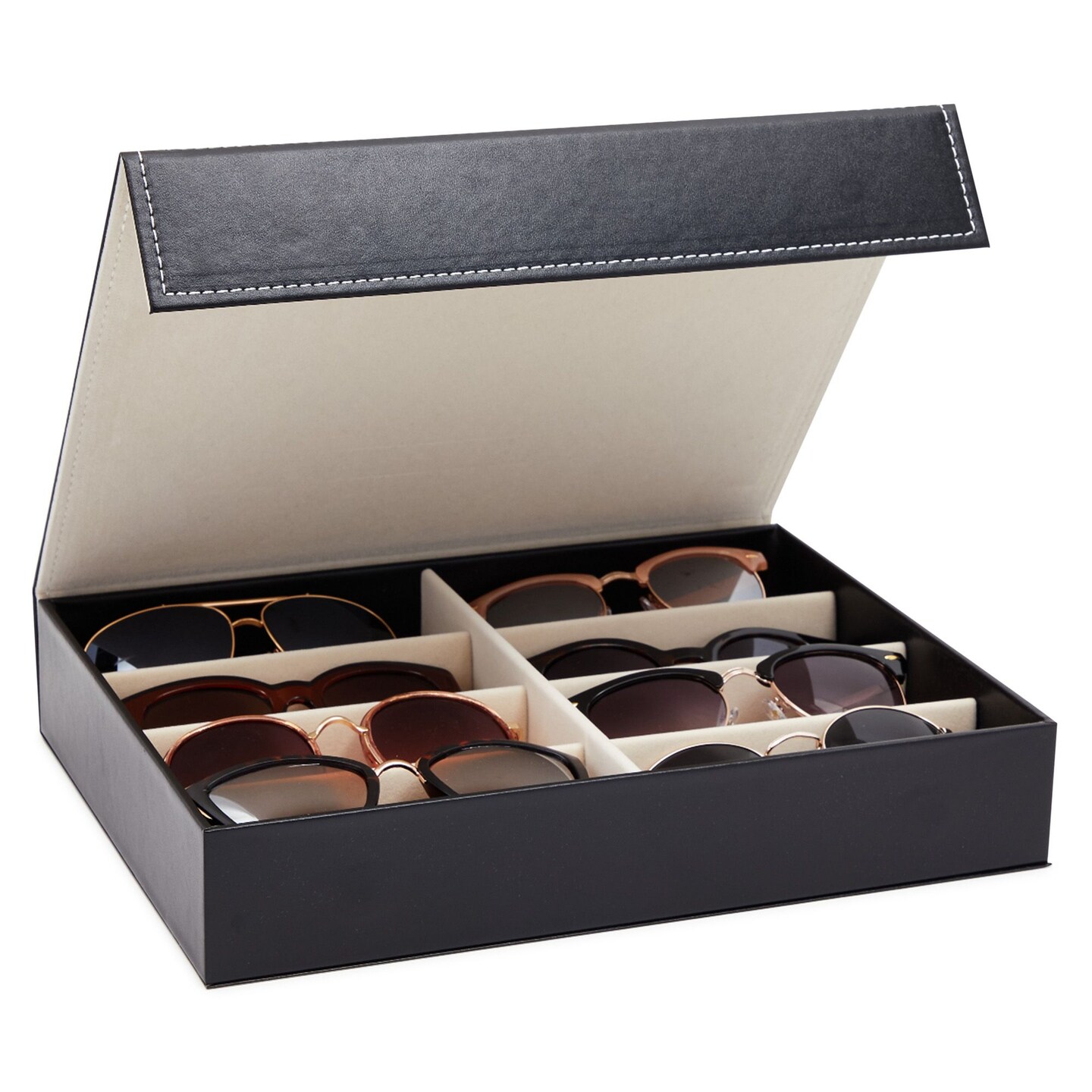 Akozon Sunglasses Display Case 18 Holds Pairs Eyeglasses Storage Box  Glasses Organizer 18.7 x 14.7 x 2.4 inch, Black - Walmart.com