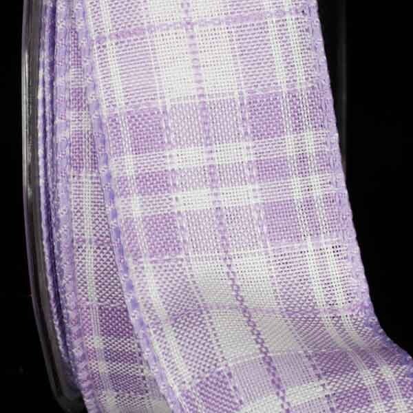 The Ribbon People Lavender Purple and White Plaid Wired Craft Ribbon 1.5&#x22; x 40 Yards
