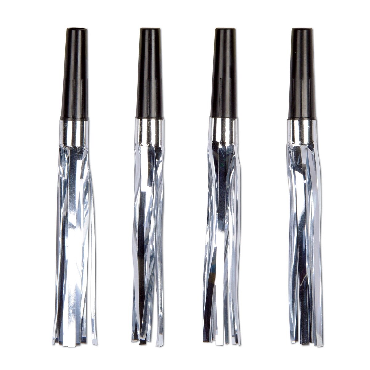 Beistle Club Pack of 96 Black and Metallic Silver Fringed Squawker Noisemakers 6"