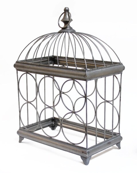 Melrose 19&#x22; Rustic Metal Birdcage Wine 6-Bottle Holder Storage Rack