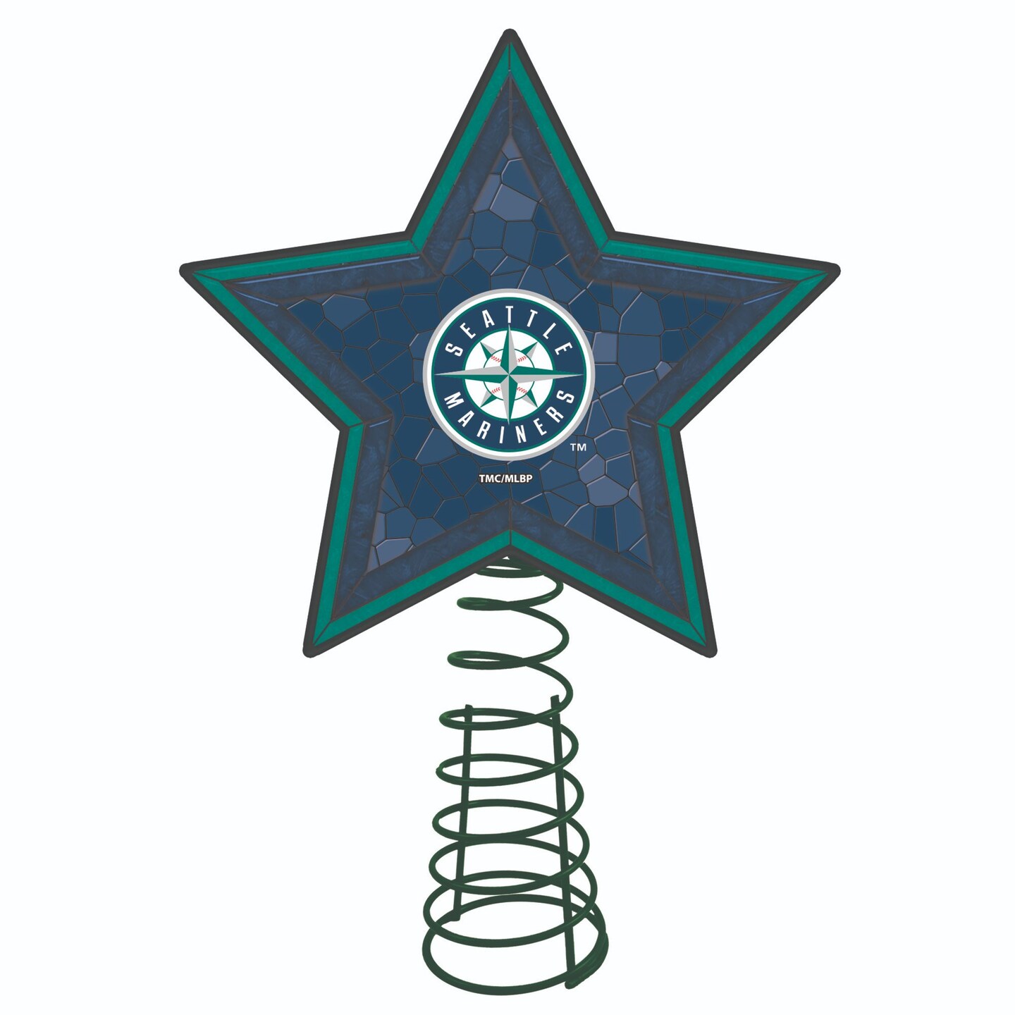 The Memory Company 10&#x22; Lighted Green and Blue Star MLB Seattle Mariners Christmas Tree Topper